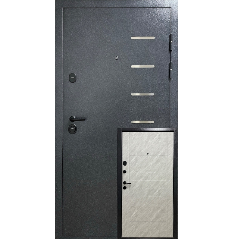 Вхідні Двері Торонто "Redfort" Срібний антік/світлий ПВХ, (3 контури)