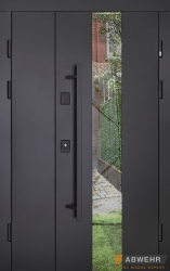 ABWEHR Cottage 496 UFO Black 1200 полуторные фанера стеклопакет терморазрыв ручка-рейлинг RAL 9005 // черная шагрень (декор на выбор)